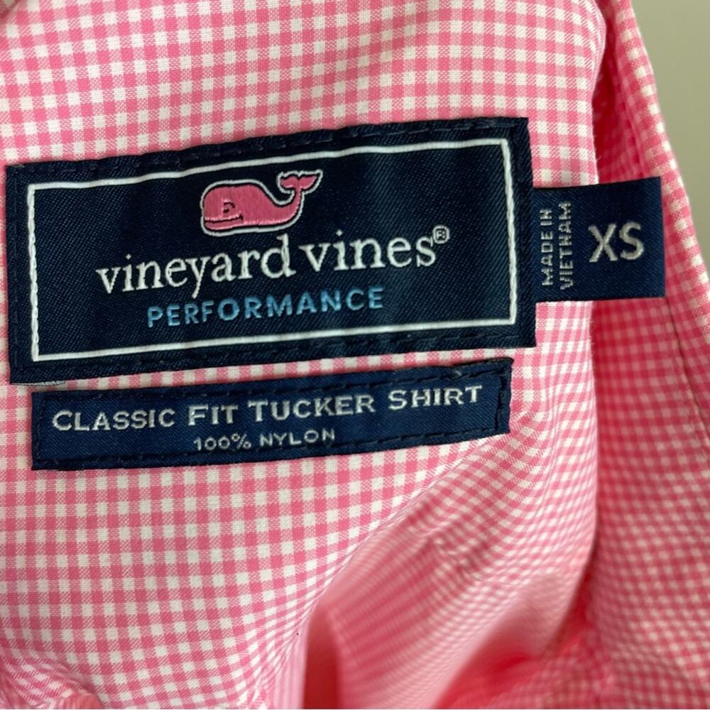 Vineyard Vines Pink Micro Gingham Classic Fit Tucker Shirt Mens XS - Picture 6 of 7